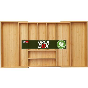 Універсальний бамбуковий піднос Orga-Box з регулюванням ширини шафи 700-900 мм до 9 відділень для глибини шухляди 473 мм (внутрішні розміри)