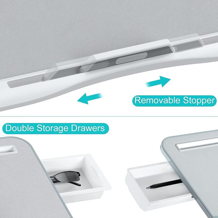 Клеар - Регульований столик-підставка для ноутбука на ліжко/диван/підлогу, XL (15.7'x23.6'), сірий, з двома висувними ящиками