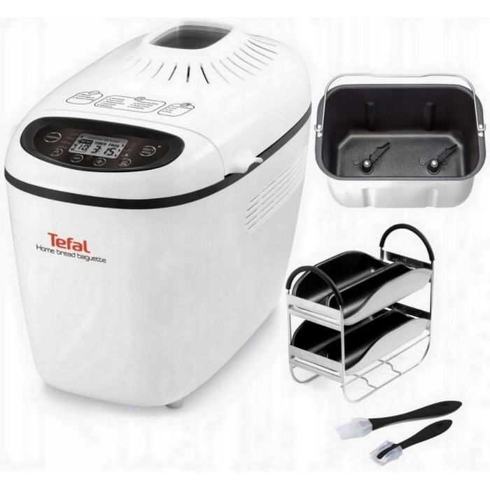 Хлібопічка Tefal, біла, 1600 Вт, 1.51 кг, 16 програм, комплект