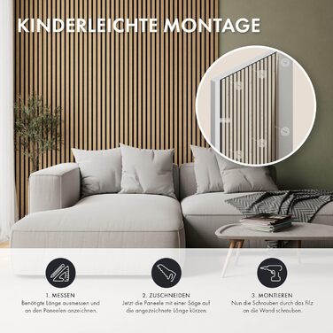 Акустичні панелі Momento Holz, 240x50 см, дуб натуральний, Made in Germany - для декору та звукоізоляції стін