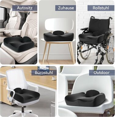 Подушка для сидіння з піни Memory Foam SKYNY для офісного крісла, авто, інвалідного візка - велика, знімний нековзкий чохол, комфорт на весь день