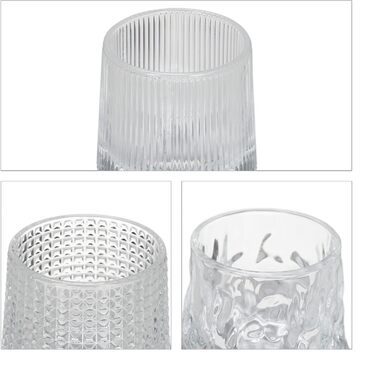 Набір склянок для віскі Relaxdays, 12 шт, 3 дизайни, 150 мл, Tumbler, склянки-похитувачі, прозорі