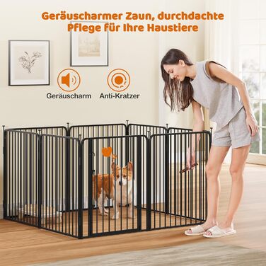 Вольєр для цуценят Yaheetech 8-секційний, 80 см, з замком, захист від подряпин, міцні металеві прути, для дому та саду