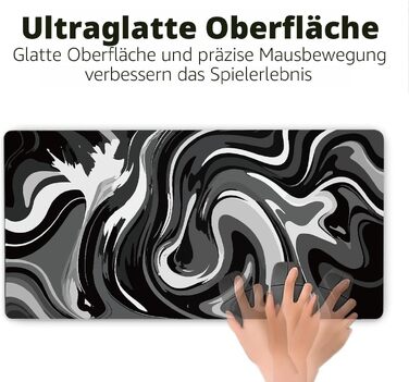 Ігровий килимок для миші Rcege Black & White Abstraction, 1000x500 мм, протиковзкий з прошитими краями