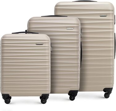 Чемодан на колесах Wittchen Groove Line L, великий, з ABS-пластику, з кодовим замком, 4 колеса, чорний (набір 3шт.)