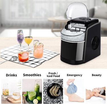 Машина для приготування льоду 12 кг, Ice Maker, чорний, з функцією самоочищення