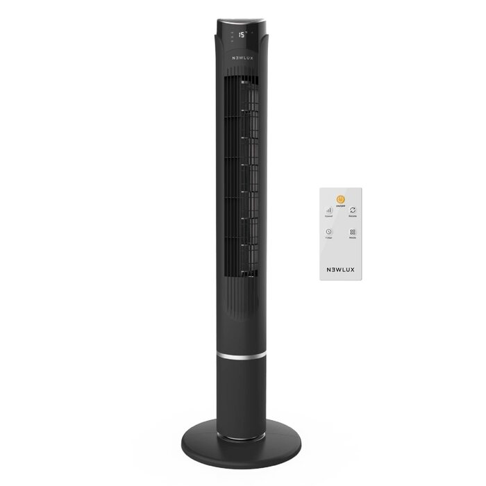 Вентилятор підлоговий Newlux W130 безлопатевий, 45W, 103.5 см, 3 режими, 70° осциляція, таймер 12h, з пультом, чорний