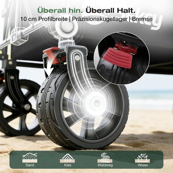 Вагон-тележка Sekey XXXL 300л, чорний. Складна, велика вантажопідйомність 200кг, широкі колеса для бездоріжжя, вантажопідйомність 200 кг.