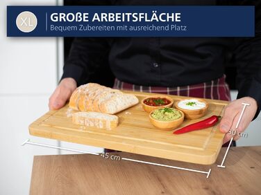 Дерев'яний обробний стіл з бамбука, 45 x 30 x 2 см, XL, сертифікат FSC®, антибактеріальний, для кухні