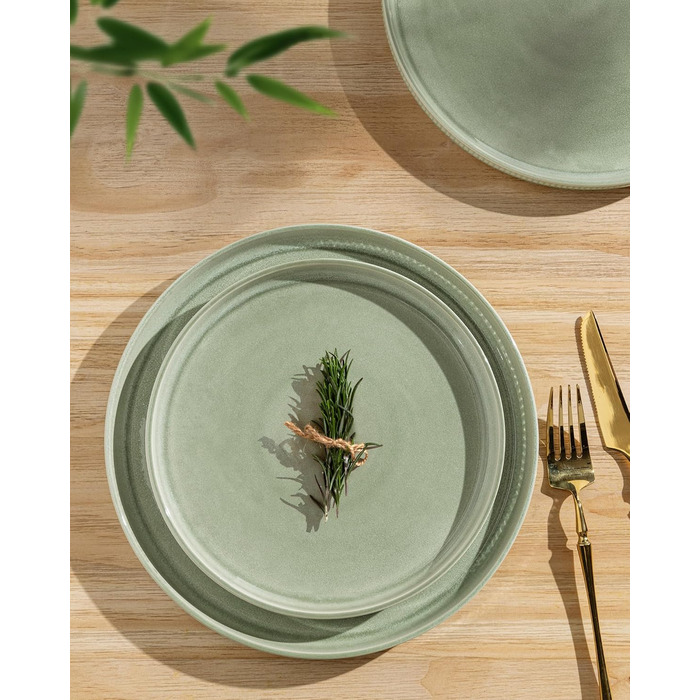 Набір посуду GBhome з каменю, 24 елементи, ручна робота, для 6 осіб, стійкий до миття в посудомийній машині та мікрохвильовій печі