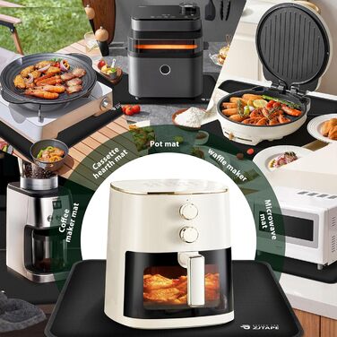 Термостійкий килимок для захисту від нагрівання 60x40 см, вогнестійкий килимок для кухонних стільниць, силіконовий килимок для фритюрниці, кавомашини (40 см x 38 см, Чорний)