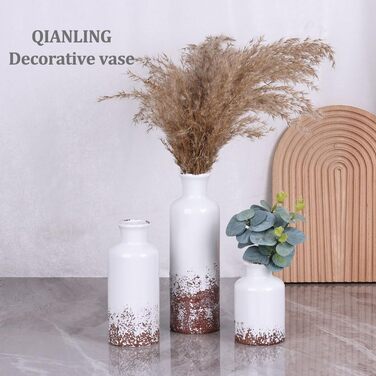 Набір керамічних ваз (3 шт.) сірого кольору для декору інтер'єру, сучасний, рустикальний стиль, для вітальні, кухні, полиці, спальні, ванної кімнати, каміна, столу, передпокою