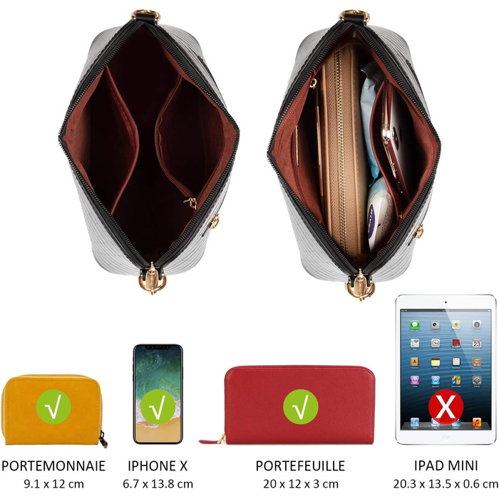 Сумка крос-боді David Jones жіноча зі штучної шкіри (екошкіра) чорного кольору з ланцюжком - елегантна повсякденна та вечірня сумка-клатч