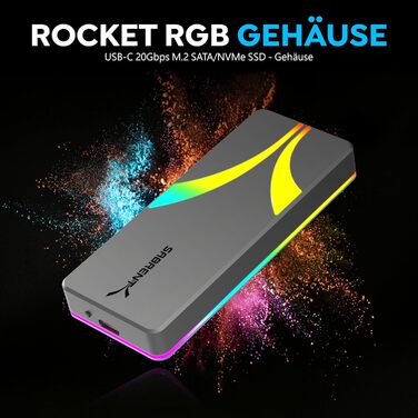 Корпус для NVMe SSD Sabrent з адаптером m.2 SATA, USB C 3.2 Gen 2 (10Gbps), охолодження, підтримка M+B Key