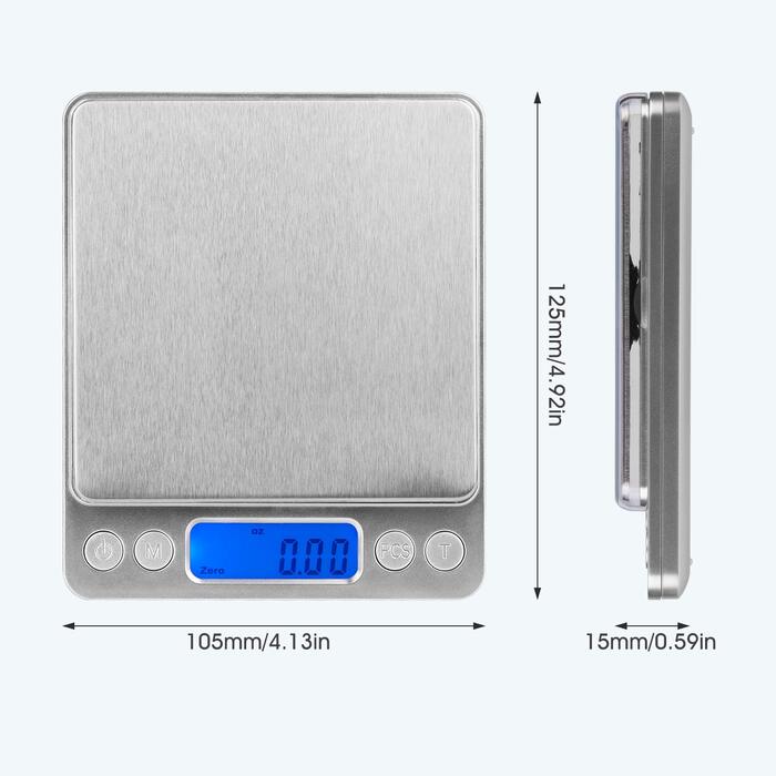 Кухонні ваги електронні 3 кг/0,1 г з LCD дисплеєм (срібні)