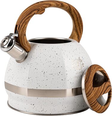 Чайник для води Induktion Karl Hausmann 3L з білого мармуру - автоматичний свисток, нержавіюча сталь, підходить для всіх типів плит