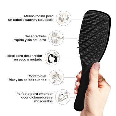 Тізер Тангл - Ultimate Detangler - Щітка для волосся для мокрого та сухого волосся, розплутування, всі типи волосся, чорний лікерний колір