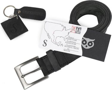 Чоловічий шкіряний ремінь Hide & Drink, дворядний, ручної роботи, антрацит/чорний, 36