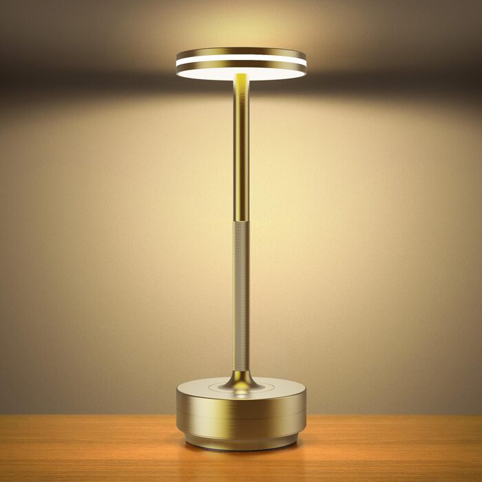 Настільна світлодіодна лампа Hapfish акумуляторна бездротова, диммована, 5000mAh, 3 режими світла, водонепроникна IP54, бронзова