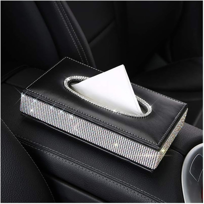 Скріпка для авто з кристалами та діамантами, чорна - аксесуар для салону