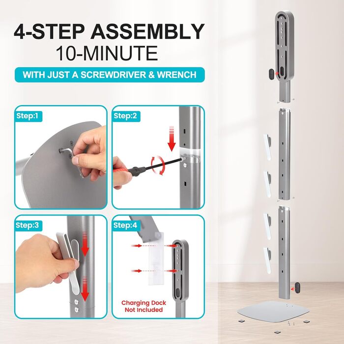 Підставка для пилососа Dyson Gen5 V15 V12 V11 V10 V8 V7 V6, настінна без свердління, з прихованим кабелем, компактна, металева, для аксесуарів