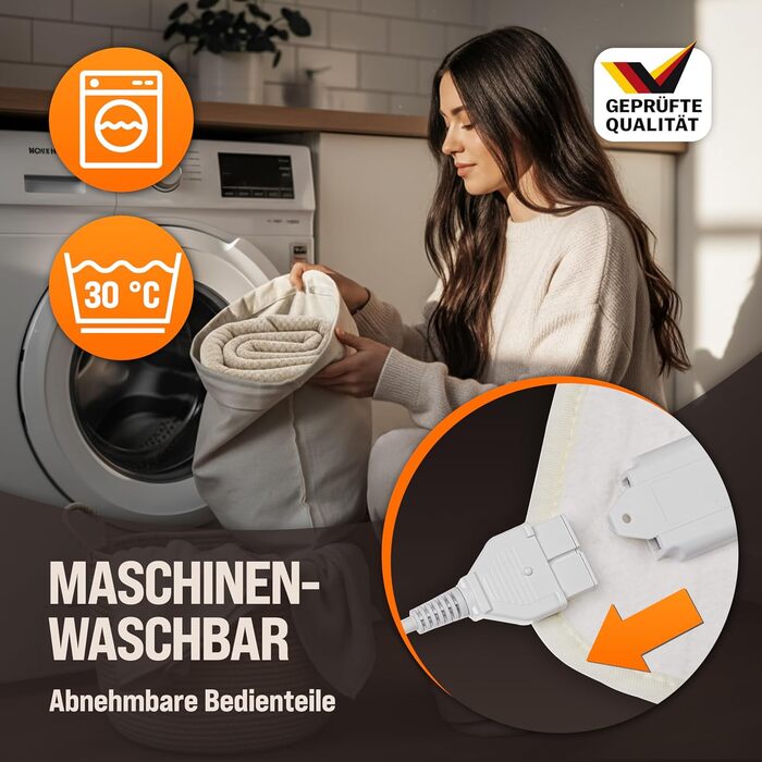 Електрична ковдра Monzana® з таймером, 160x140 см, Coral Fleece, 2x60W, захист від перегріву, пральна, бежева