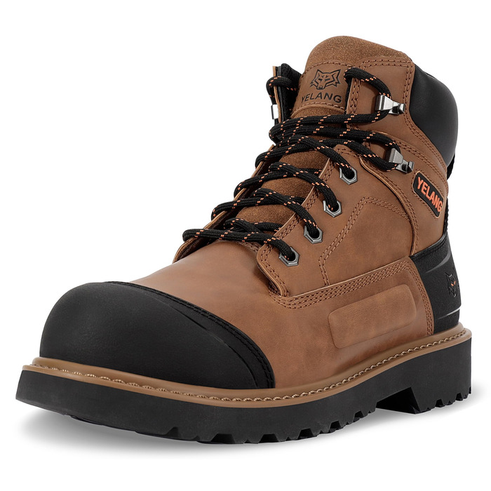Чоловічі робочі черевики Yelang з металевим підноском, для промислового будівництва, безпечне взуття, розмір 41.5 EU, колір коричневий