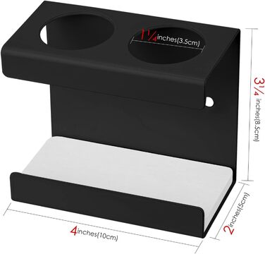 Настінна електрична підставка для зубних щіток, 4 слоти, з мискою з діатоміту, сумісна з AquaSonic, Kingheroes, Oral-B (Чорний)