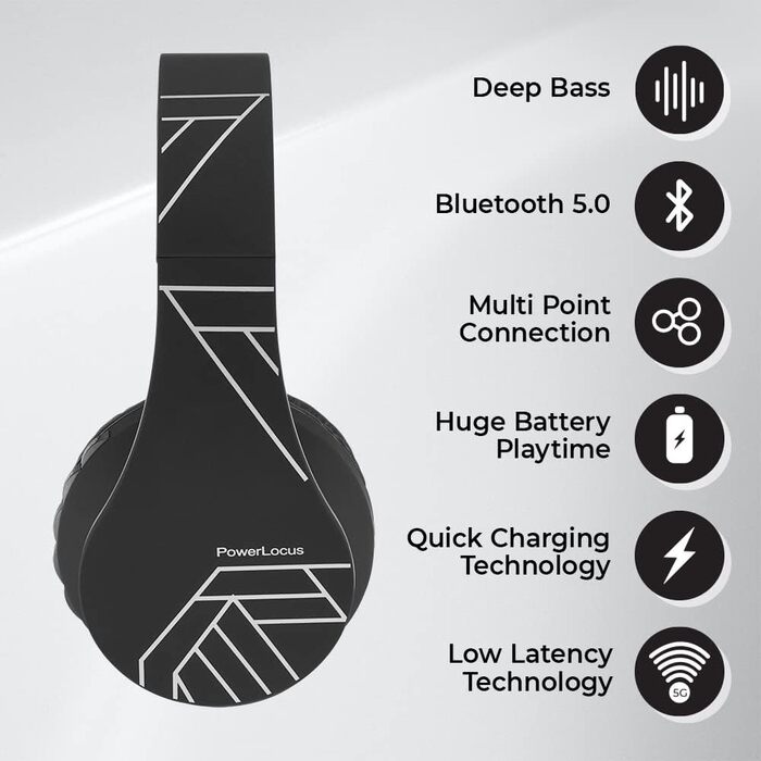 Бездротові навушники PowerLocus Over-Ear з Bluetooth та мікрофоном, складні, з м'якими амбушюрами, Hi-Fi стерео звук, бас, для дітей/дорослих/ТВ/ПК/офісу (срібні)