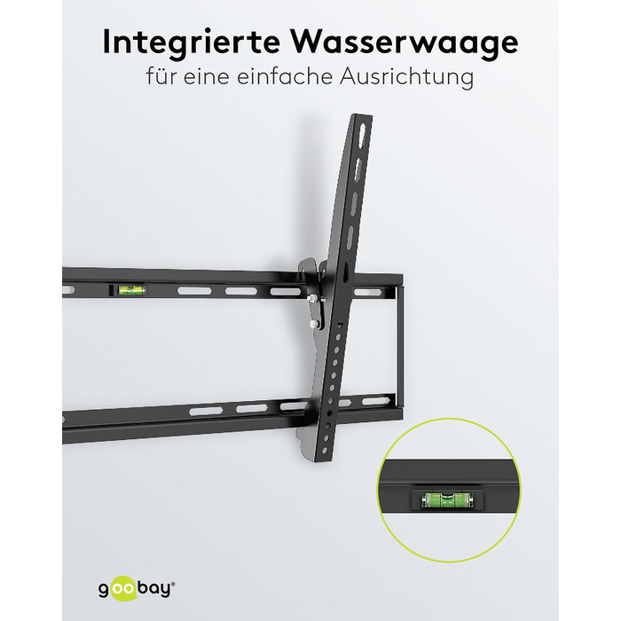 Настінний кронштейн для телевізора goobay Basic TILT XL (43–100 дюймів), нахил 10°, ультратонкий 45 мм, VESA 800x400, до 75 кг, 49743
