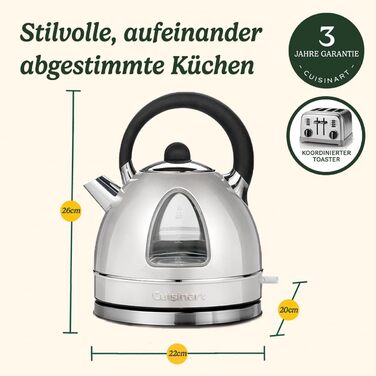 Cuisinart Traditional Kettle | Fast boiling, cordless, quiet, easy pouring | Removable scale filter | 1.7L capacity | Matching toaster available | Pearl 1.7L Traditional Pearl