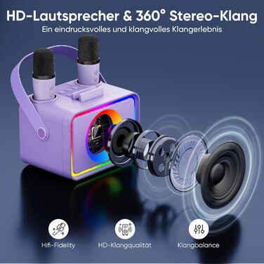 Караоке Машина з 2 Мікрофонами: Портативна Bluetooth Колонка для Караоке з Мікрофонами - Ідеальний Подарунок для Дорослів та Дітей