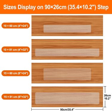 Килимочки на сходи Spurtar Antirutsch, прозорі, самоклеючі, 15 шт., 10 x 60 см
