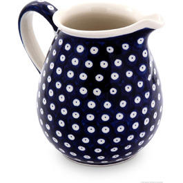 Bunzlauer Ceramics 1.45 Liter Ceramic Jug, Pitcher, Carafe – rounded shape, classic design, hand-painted, stoneware (Decoration 42)