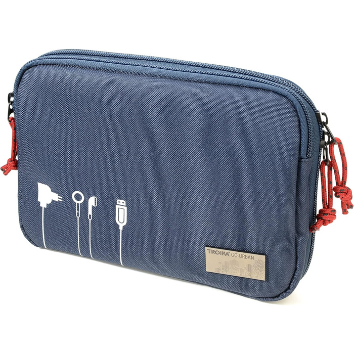 Troika Business Tech Pouch 2 Cable Bag for Electronic Accessories made of Polyester in Blue, Dimensions: 23.5cm x 17cm x 3.5cm, BGO44/DB