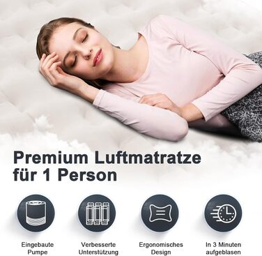 Надувне ліжко для двох осіб з електричним насосом, самонадувна, 198x152x25 см, блакитний колір