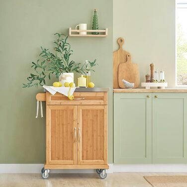 SoBuy Kitchen Cart with Wheels - Mobile Kitchen Island with Countertop