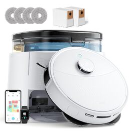 Робот-пилосос LEFANT 6000Pa з функцією миття, лазерною навігацією ToF, уникненням перешкод, керуванням через додаток та Alexa, для збору шерсті тварин та прибирання килимів, білий (M3 Weiß)