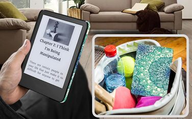 Чохол TOKILO для Kindle 6 (11-го покоління 2024/2022), м'яке PU-шкіряне покриття з авто-ввімкненням/вимкненням, чорний (смарагдовий візерунок)