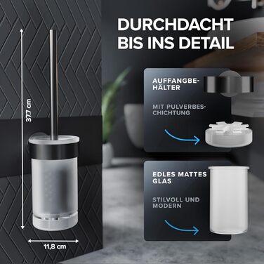 Набір для чищення унітазу Ovimar Finnkona з кріпленням на стіну без свердління | Силіконова щітка для унітазу | З вентиляцією | З порошковим покриттям з нержавіючої сталі | Замінний насадок для унітазу