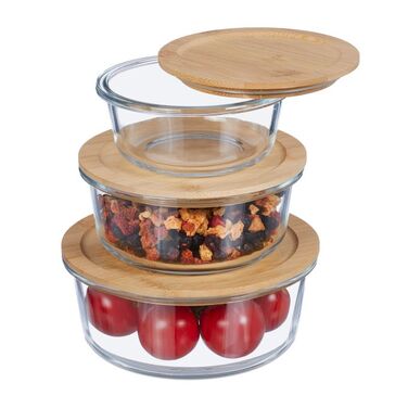 Relaxdays Glass Containers with Lids in 3 Sizes