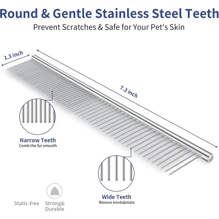 Гребінець для собак та котів Slicker з дерев'яною ручкою та довгими шпильками з нержавіючої сталі – видаляє підшерсток, ковтуни та вузли – з гребенем для догляду – для голден ретриверів та мейн кунів – великий (чорний)