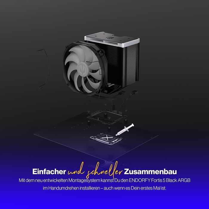 Система охолодження CPU Endorfy Fortis 5 Black ARGB з вентиляторами 140 мм та 120 мм, підтримка AM4, AM5, LGA1700, LGA1200