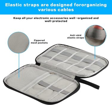 Органайзер для кабелів та аксесуарів: чорний дорожній кейс для USB-кабелів та гаджетів