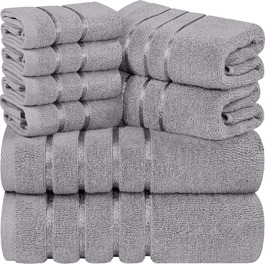 Набір рушників Utopia Towels 8 шт. з петлею для підвішування, 97% бавовна, швидковисихаючі: 2 великі, 2 середні, 4 маленькі (Кюл-Сірий)