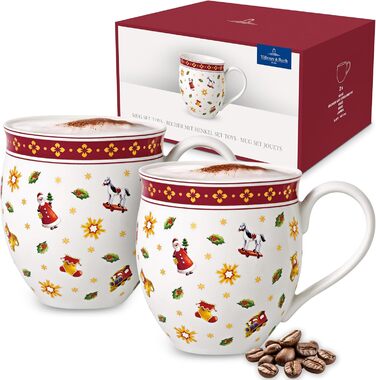 Кавова чашка Villeroy & Boch Toy's Delight, 440 мл, порцеляна, біло-червона, 2 шт.