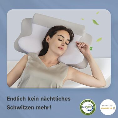 Подушка для шиї Z-hom з Memory Foam, ергономічна подушка для сну на спині, боці та животі (60 x 39 x 10/12 см)