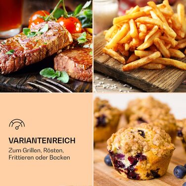 Klarstein Hot Air Fryer, Energy-Saving Air Fryer, Deep Fryer, Hot Air Fryer for Crispy Fries, Air Fryer with 1700 Watt, XXL Frying Basket 5.4 Liters, Thermostat, Timer, 8 Programs, Graphite Gray Black Hot Air Fryer