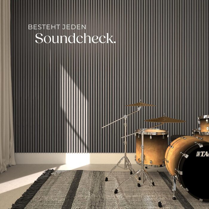 Акустичні 3D-панелі tectake 120x60x2,1 см, настінні панелі-поглиначі шуму під дерево (набір 4 шт, світло-сірий дуб)