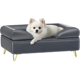 Диван для собак PawHut, лежанка для домашніх тварин з знімною спинкою, знімний чохол, сірий